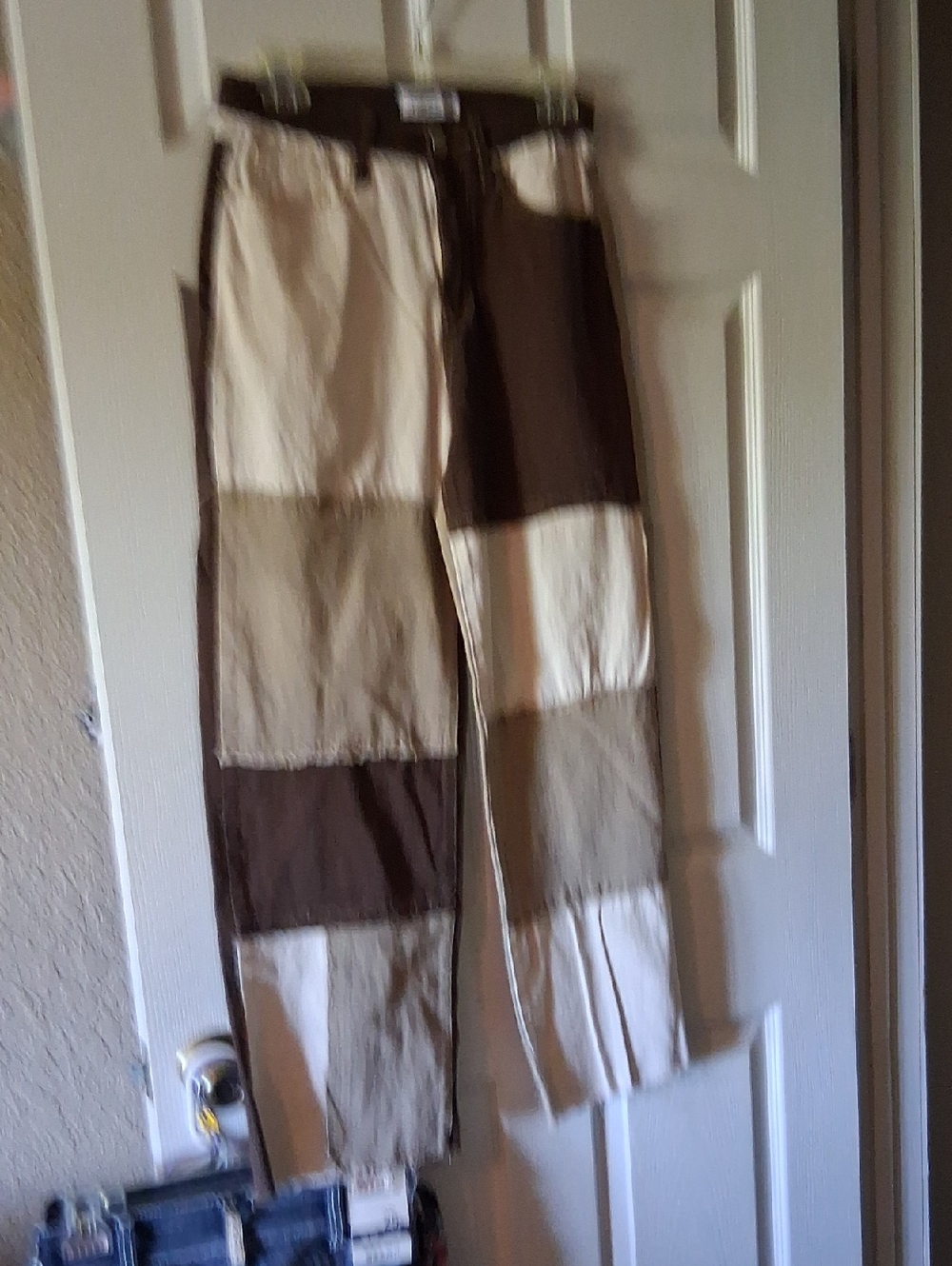 Rue21 Women’s Patchwork Ankle Pants in Brown & Cream